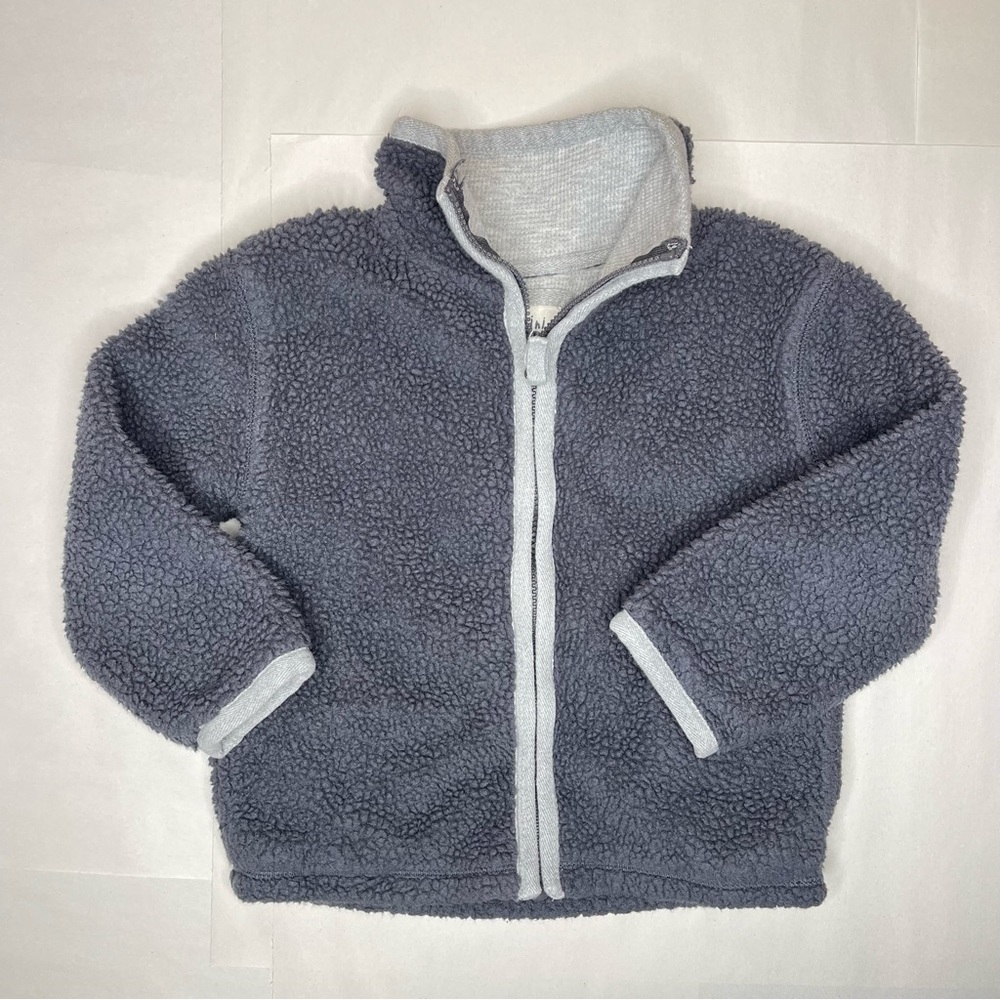 Mini Boden Sherpa Full Zip Gray Jacket With Pockets Size 3-4 Year